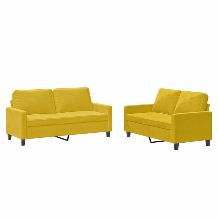 Set de canapele cu perne, 2 piese, galben, catifea - WALTI WALTI
