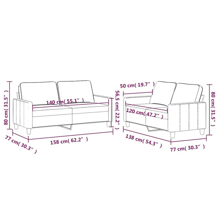 Set de canapele cu perne, 2 piese, galben, catifea - WALTI WALTI