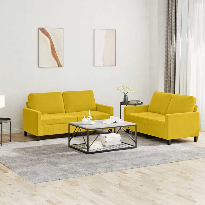 Set de canapele cu perne, 2 piese, galben, catifea - WALTI WALTI