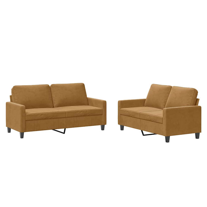 Set de canapele cu perne, 2 piese, maro, catifea - WALTI WALTI