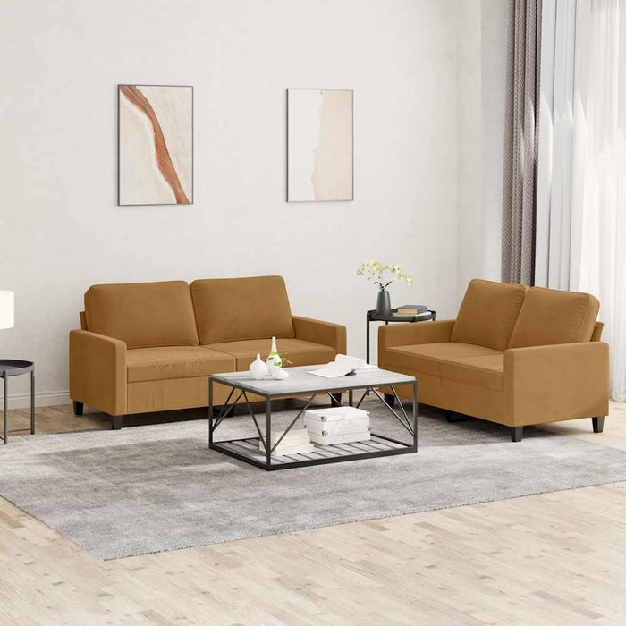 Set de canapele cu perne, 2 piese, maro, catifea - WALTI WALTI