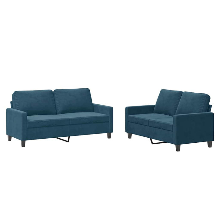 Set de canapele cu perne, 2 piese, albastru, catifea - WALTI WALTI