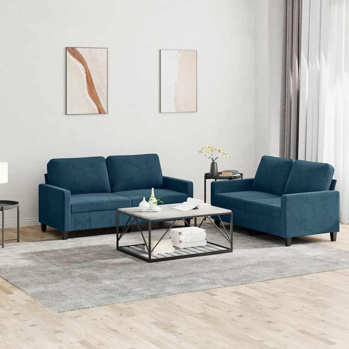 Set de canapele cu perne, 2 piese, albastru, catifea - WALTI WALTI