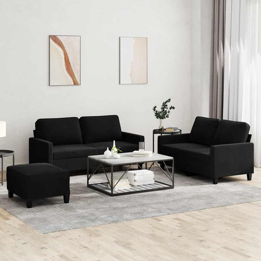 Set de canapele cu perne, 3 piese, negru, catifea - WALTI WALTI