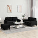 Set de canapele cu perne, 3 piese, negru, catifea - WALTI WALTI
