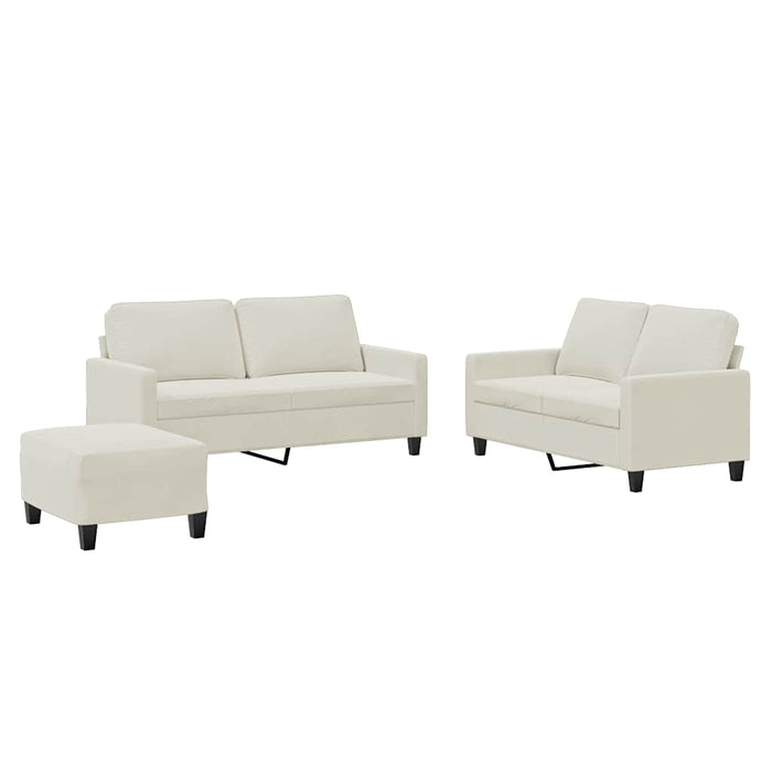 Set de canapele cu perne, 3 piese, crem, catifea - WALTI WALTI