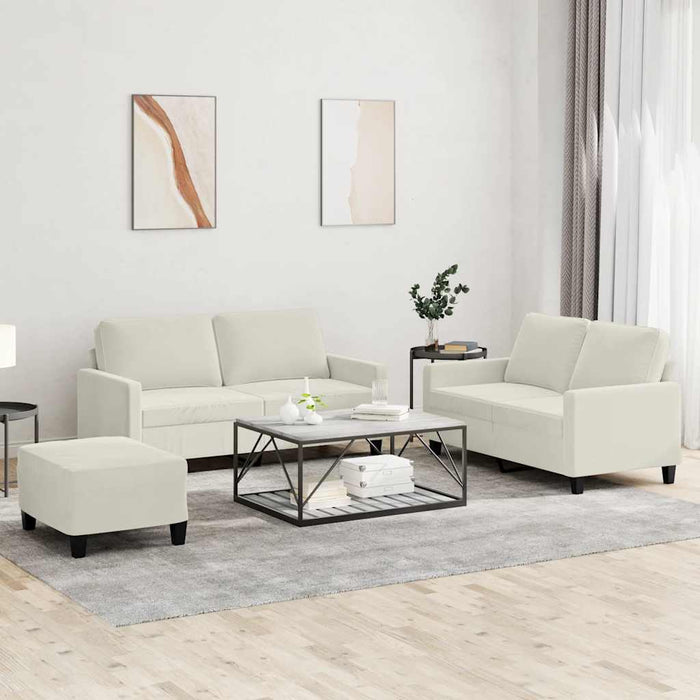 Set de canapele cu perne, 3 piese, crem, catifea - WALTI WALTI