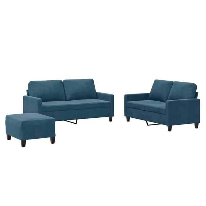 Set de canapele cu perne, 3 piese, albastru, catifea - WALTI WALTI