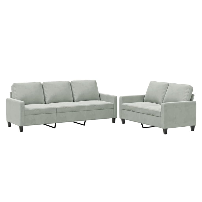 Set de canapele cu perne, 2 piese, gri deschis, catifea - WALTI WALTI