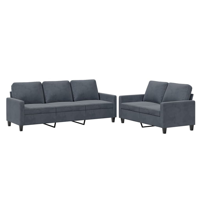 Set de canapele cu perne, 2 piese, gri închis, catifea - WALTI WALTI