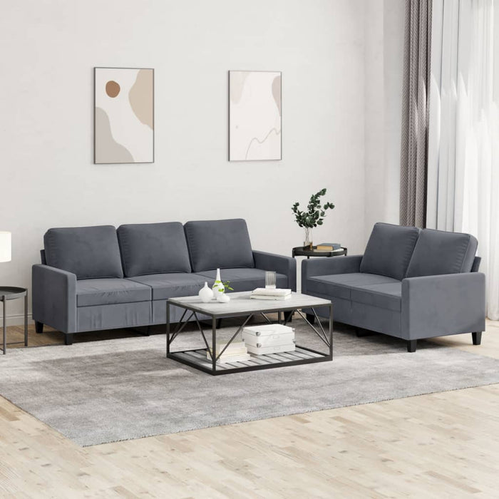 Set de canapele cu perne, 2 piese, gri închis, catifea - WALTI WALTI