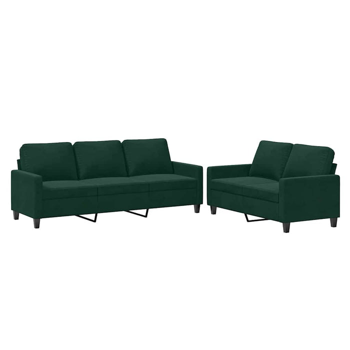 Set de canapele cu perne, 2 piese, verde închis, catifea - WALTI WALTI