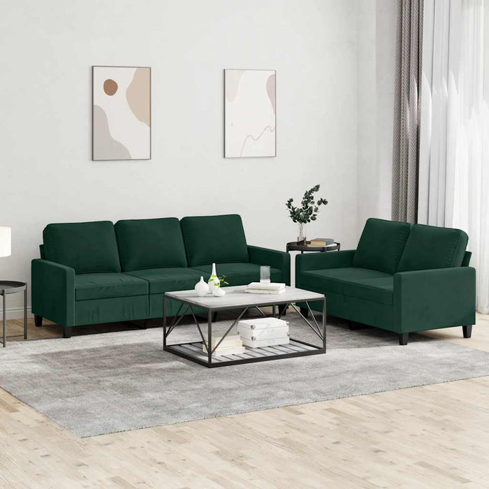 Set de canapele cu perne, 2 piese, verde închis, catifea - WALTI WALTI