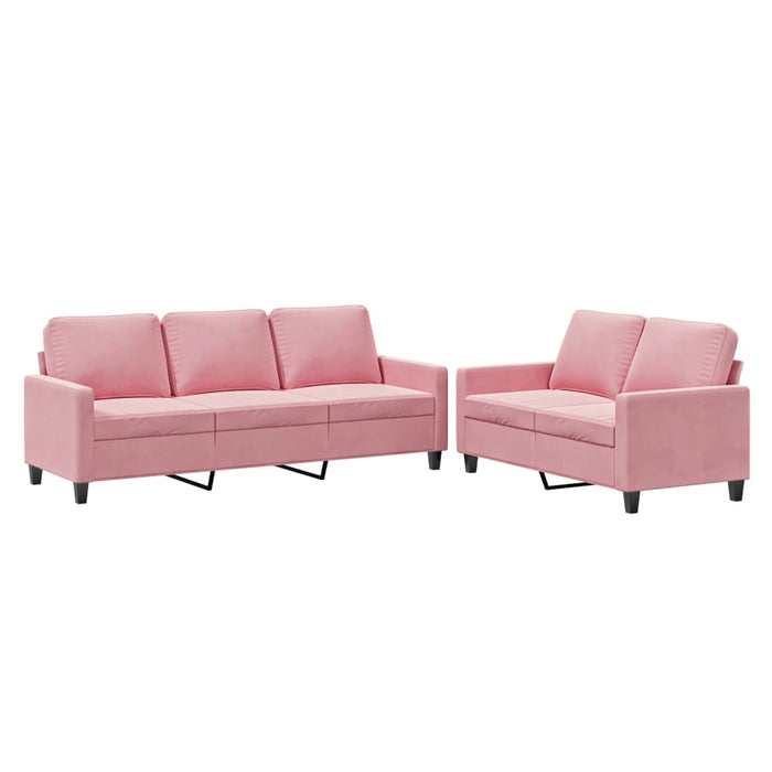 Set de canapele cu perne, 2 piese, roz, catifea - WALTI WALTI