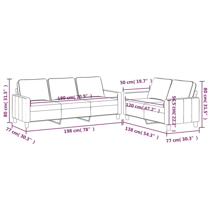 Set de canapele cu perne, 2 piese, roz, catifea - WALTI WALTI
