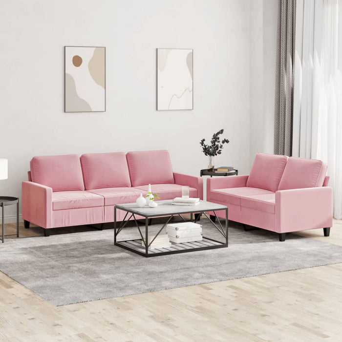 Set de canapele cu perne, 2 piese, roz, catifea - WALTI WALTI