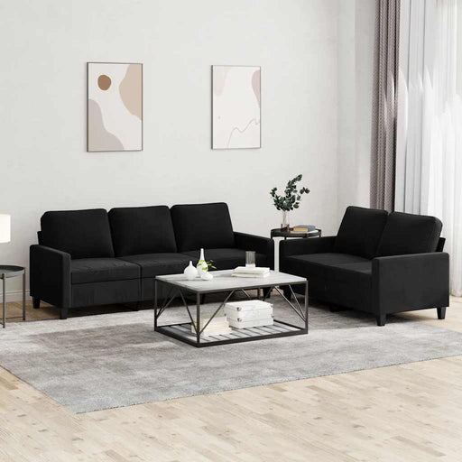 Set de canapele cu perne, 2 piese, negru, catifea - WALTI WALTI