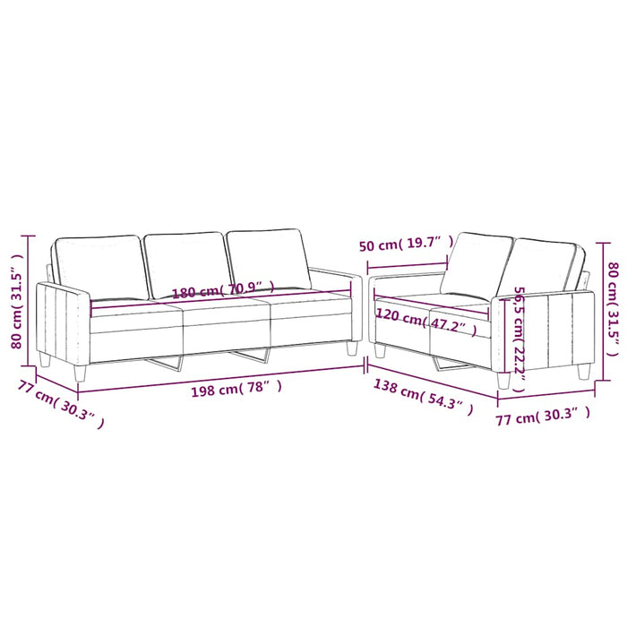 Set de canapele cu perne, 2 piese, galben, catifea - WALTI WALTI