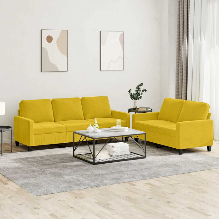 Set de canapele cu perne, 2 piese, galben, catifea - WALTI WALTI