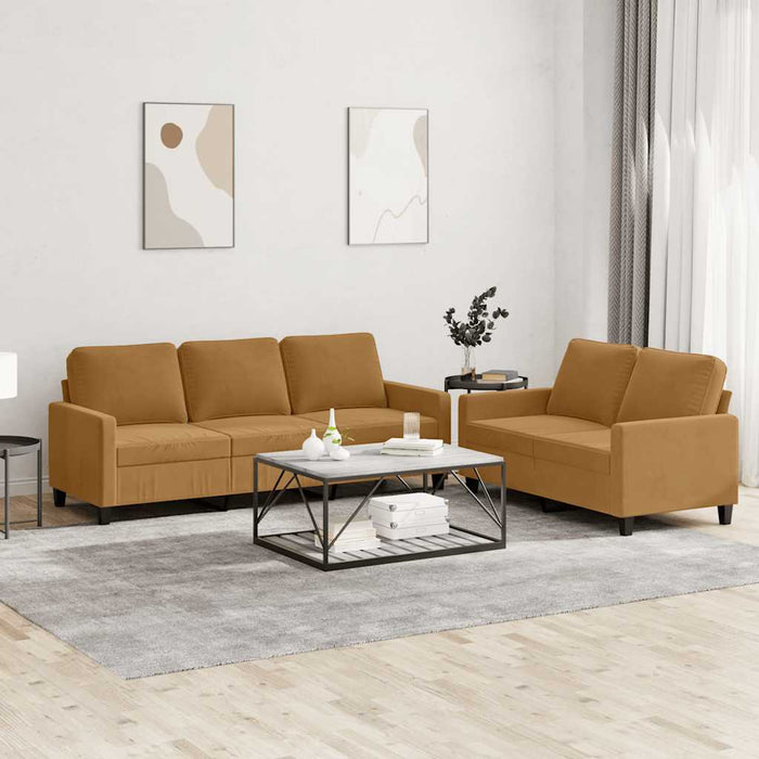 Set de canapele cu perne, 2 piese, maro, catifea - WALTI WALTI