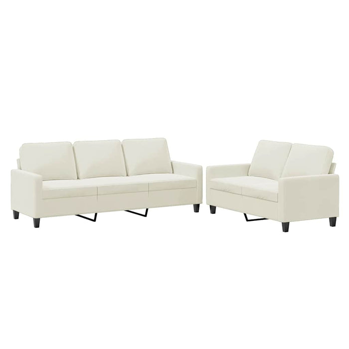 Set de canapele cu perne, 2 piese, crem, catifea WALTI