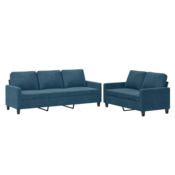 Set de canapele cu perne, 2 piese, albastru, catifea - WALTI WALTI