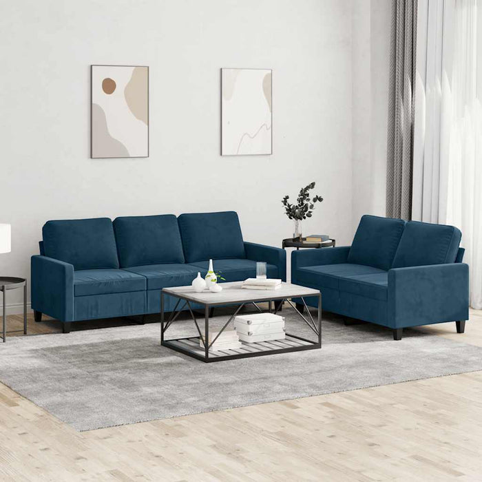 Set de canapele cu perne, 2 piese, albastru, catifea - WALTI WALTI