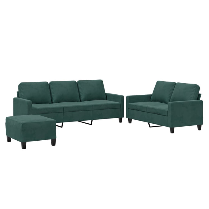 Set de canapele cu perne, 3 piese, verde închis, catifea - WALTI WALTI