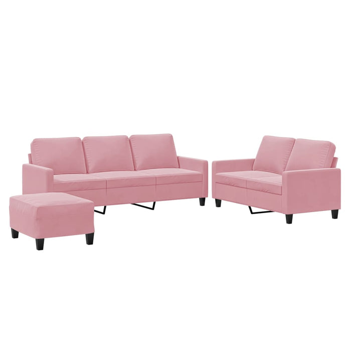 Set de canapele cu perne, 3 piese, roz, catifea - WALTI WALTI