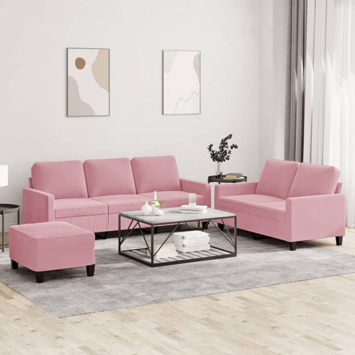 Set de canapele cu perne, 3 piese, roz, catifea - WALTI WALTI