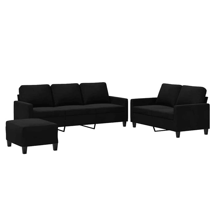 Set de canapele cu perne, 3 piese, negru, catifea - WALTI WALTI
