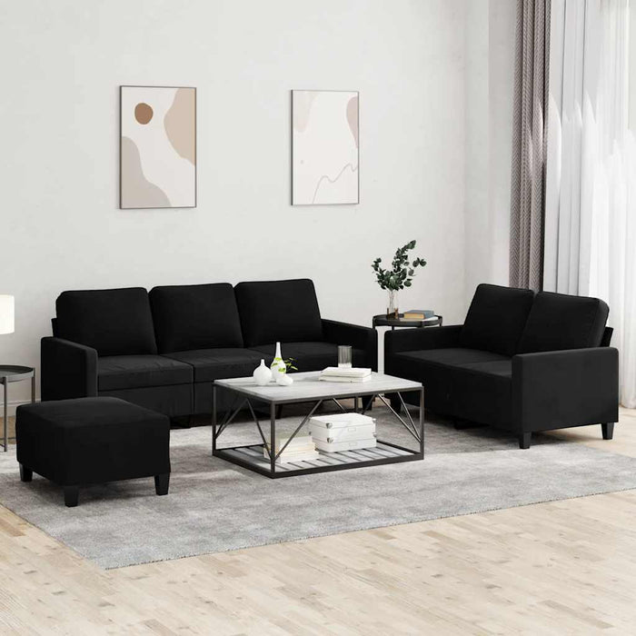 Set de canapele cu perne, 3 piese, negru, catifea - WALTI WALTI