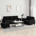 Set de canapele cu perne, 3 piese, negru, catifea - WALTI WALTI