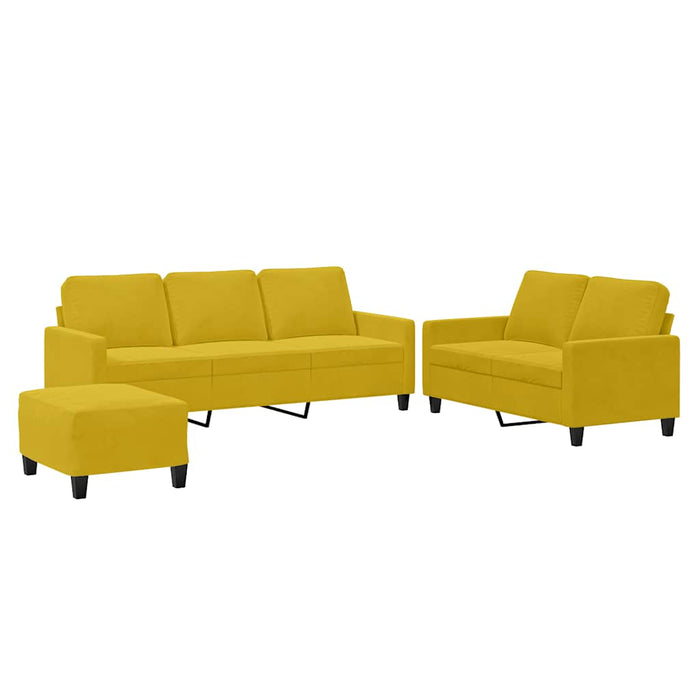 Set de canapele cu perne, 3 piese, galben, catifea - WALTI WALTI