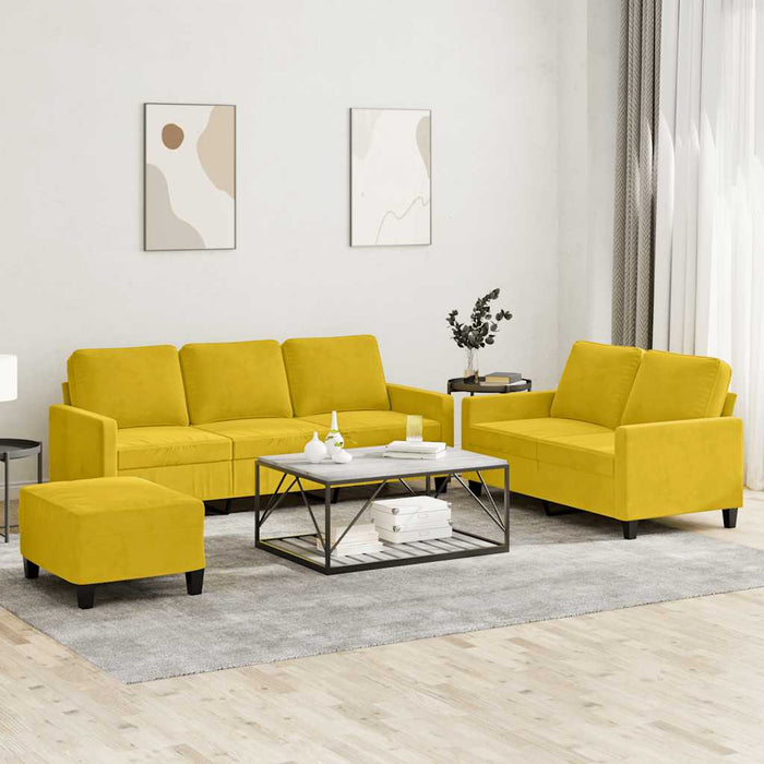 Set de canapele cu perne, 3 piese, galben, catifea - WALTI WALTI