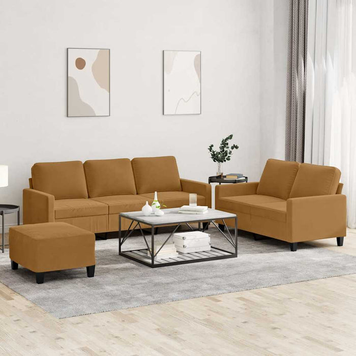 Set de canapele cu perne, 3 piese, maro, catifea - WALTI WALTI