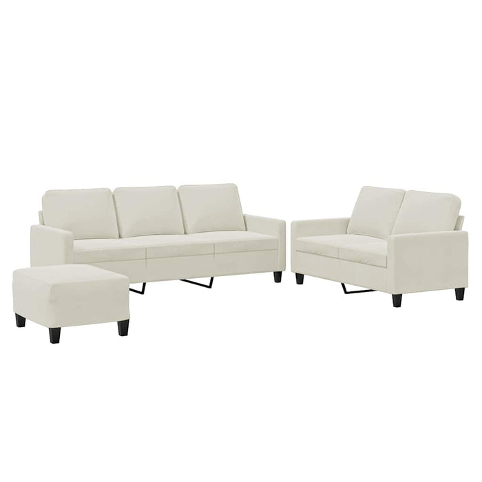 Set de canapele cu perne, 3 piese, crem, catifea - WALTI WALTI