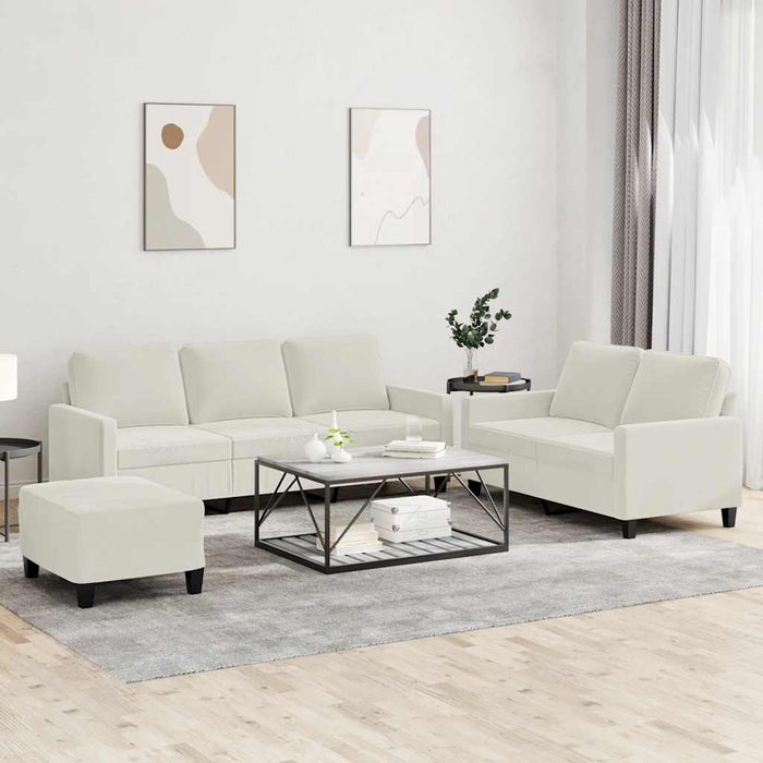 Set de canapele cu perne, 3 piese, crem, catifea - WALTI WALTI