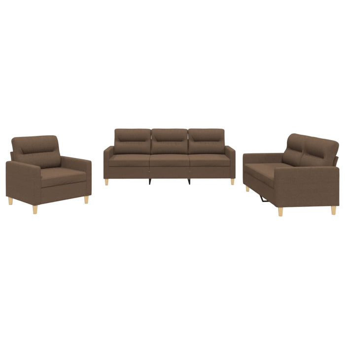 Set de canapele cu perne, 3 piese, maro, textil - WALTI WALTI