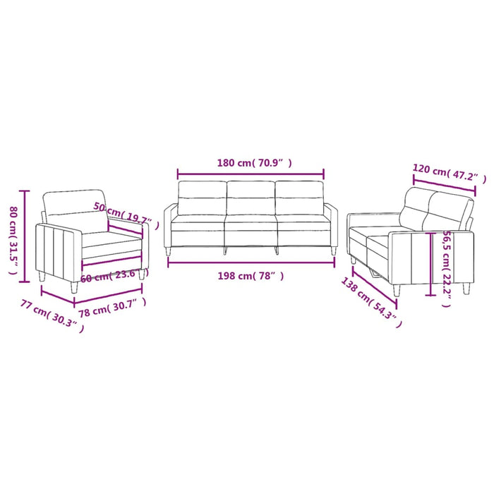 Set canapea cu perne, 3 piese, roșu vin, material textil - WALTI WALTI