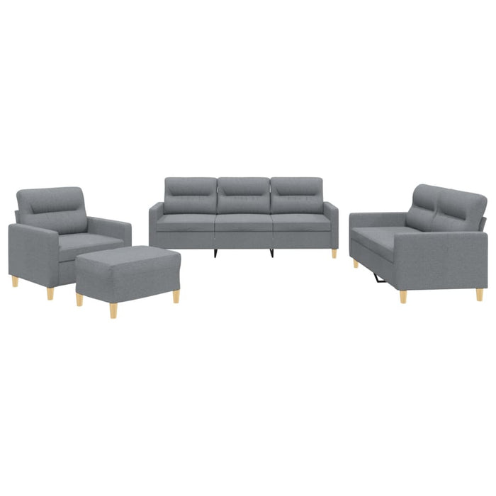 Set de canapele cu perne, 4 piese, gri deschis, textil - WALTI WALTI