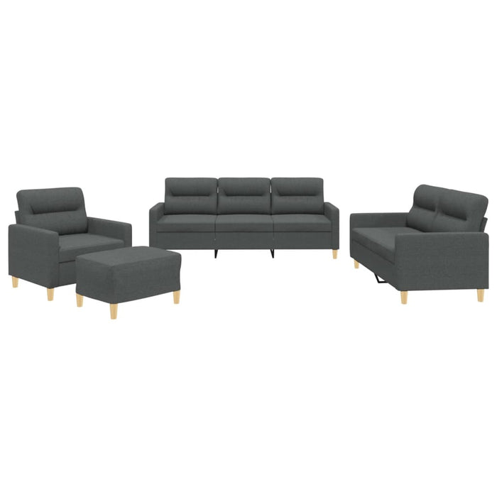 Set de canapele cu perne, 4 piese, gri închis, textil - WALTI WALTI