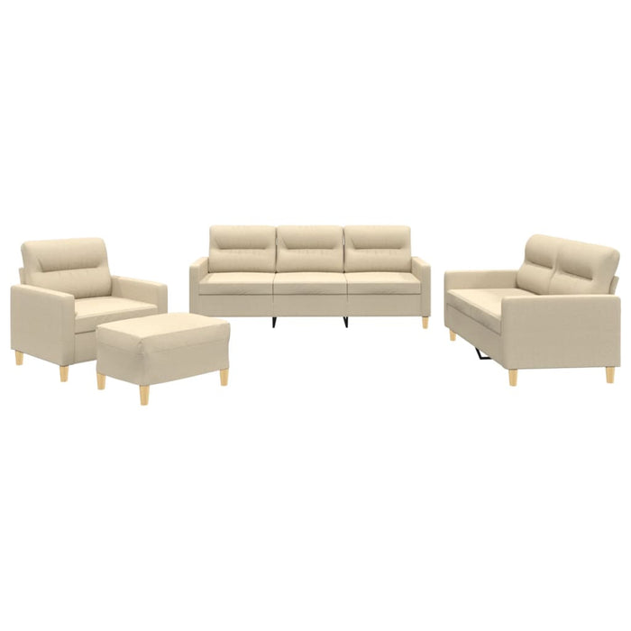 Set de canapele cu perne, 4 piese, crem, textil - WALTI WALTI