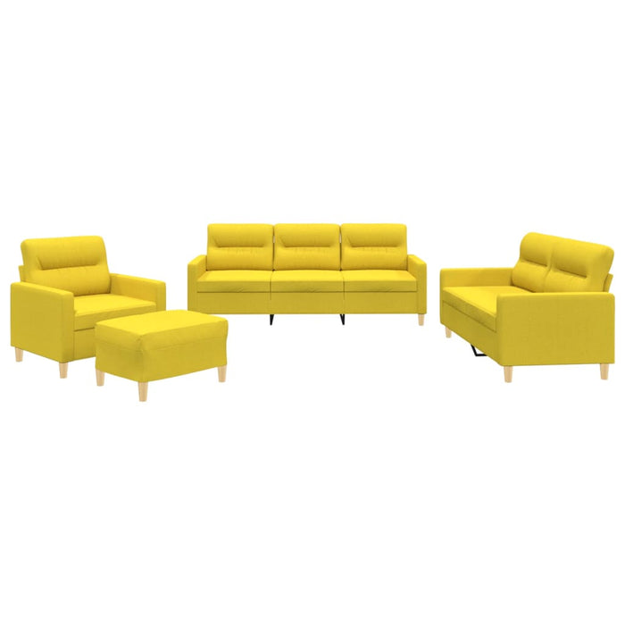 Set de canapele cu perne, 4 piese, galben deschis, textil - WALTI WALTI