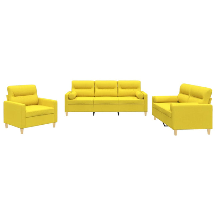 Set de canapele cu perne, 3 piese, galben deschis, textil - WALTI WALTI