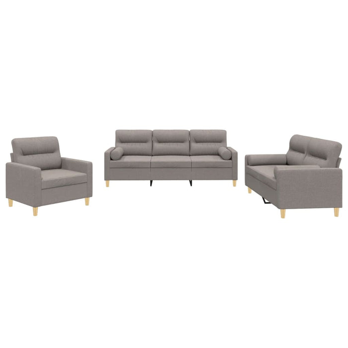 Set de canapele cu perne, 3 piese, gri taupe, textil - WALTI WALTI