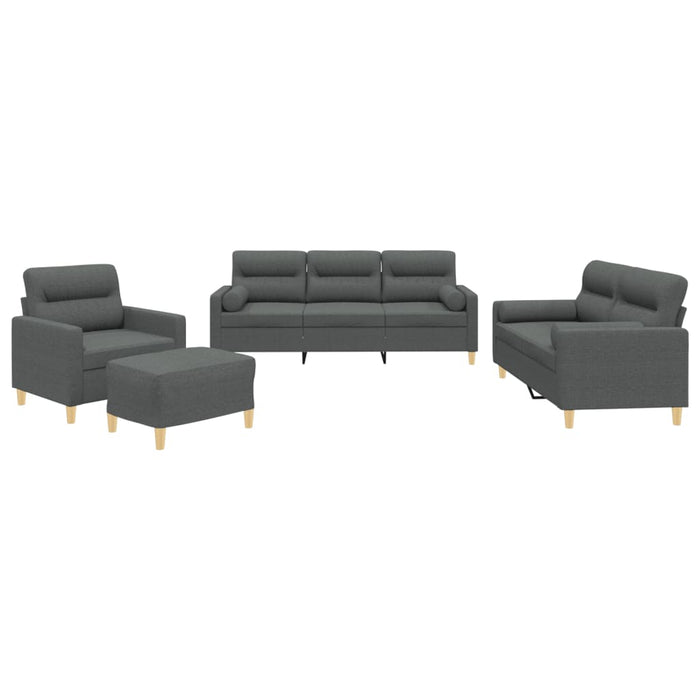 Set de canapele cu perne, 4 piese, gri închis, material textil - WALTI WALTI