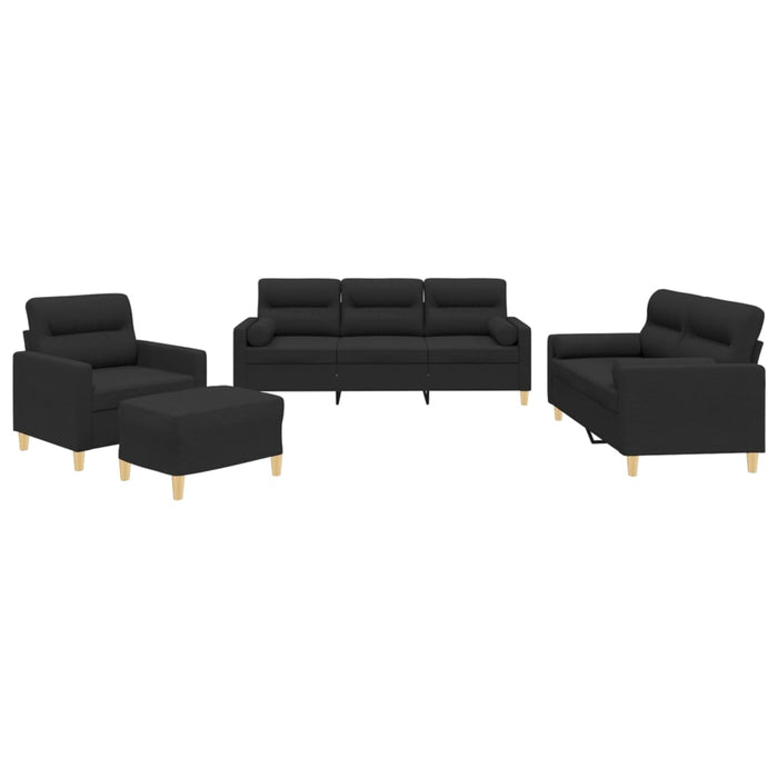 Set de canapele cu perne, 4 piese, negru, material textil - WALTI WALTI