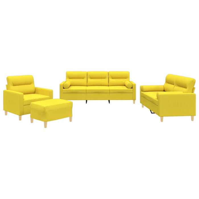 Set de canapele cu perne, 4 piese, galben deschis, textil - WALTI WALTI