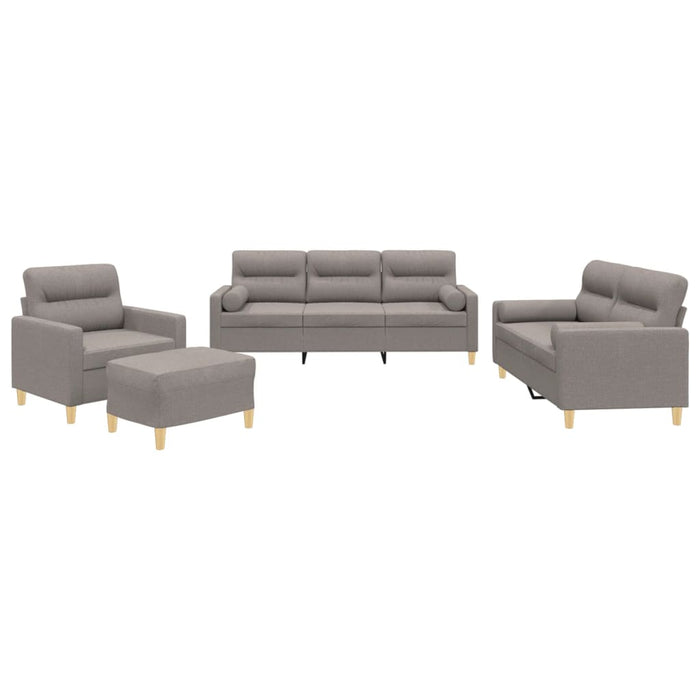 Set de canapele cu perne, 4 piese, gri taupe, textil - WALTI WALTI